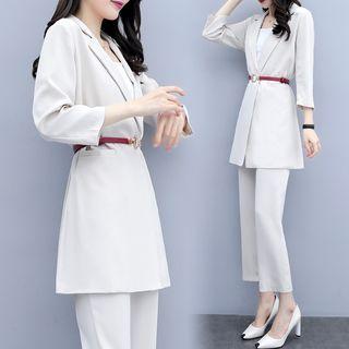 Set: Single Breasted Blazer + Straight Fit Pants