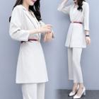 Set: Single Breasted Blazer + Straight Fit Pants