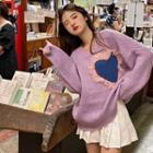Heart Sweater Purple - One Size
