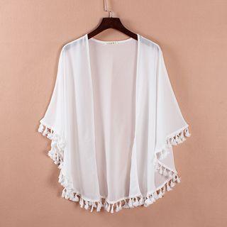 Tassel Trim Chiffon Light Jacket