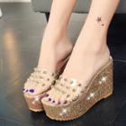 Studded Wedged Slide Sandals