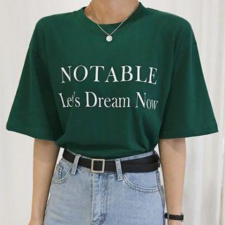 Letter-printed Drop-shoulder T-shirt