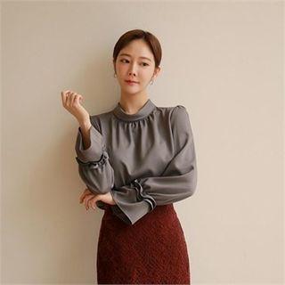 High-neck Frill-trim Blouse