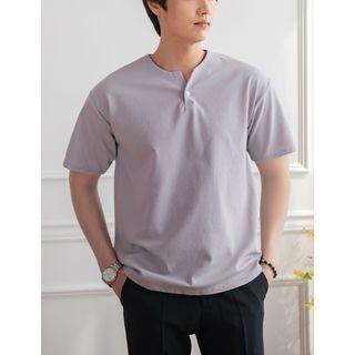 Slit-neckline Henley