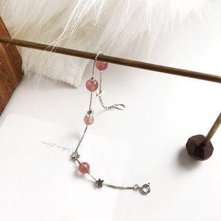 Faux Crystal Alloy Star Bracelet 1 Pc - Bracelet - Pink Bean - Silver - One Size