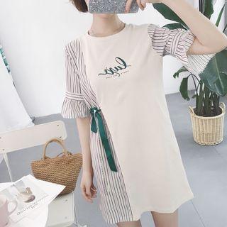 Short-sleeve Striped Panel T-shirt Dress