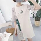 Short-sleeve Striped Panel T-shirt Dress