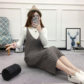 Ribbed Spaghetti-strap Knit Dress