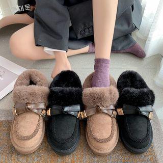 Metal-accent Bow Fluffy Snow Boots