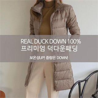 Detachable-hood Duck-down Padded Coat With Pouch
