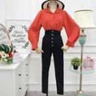 Long-sleeve Shirt + High Waist Jeans
