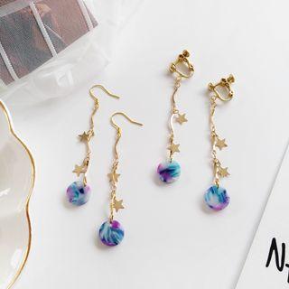Resin Disc Alloy Star Dangle Earring