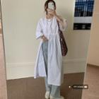 Loose-fit Plain Blouse Dress White - One Size
