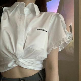 Lettering Short-sleeve Shirt / Dress Pants