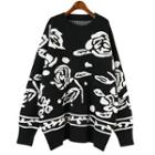 Floral Jacquard Sweater Black - One Size