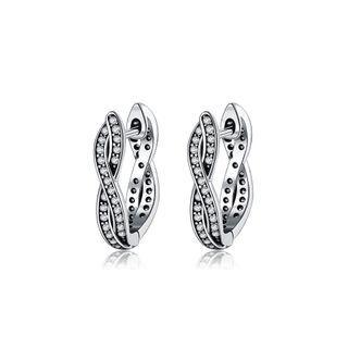 Sterling Silver Fashion Simple Winding S-shaped Cubic Zirconia Earrings Silver - One Size