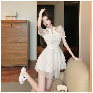 Plain Mesh Cutout Skinny Mini Dress