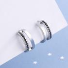 Rhinestone Layered Alloy Cuff Earring 1 Pair - Silver - One Size