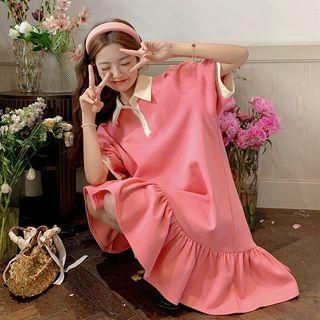 Ruffle Hem Mini A-line Polo Dress