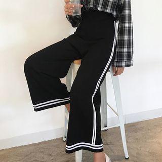 Contrast Trim Wide-leg Knit Pants