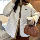 Contrast Trim Quilted Button-up Jacket
