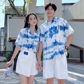 Couple Matching Short-sleeve Print Hawaiian Shirt / Mini A-line Skirt / Shorts