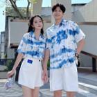 Couple Matching Short-sleeve Print Hawaiian Shirt / Mini A-line Skirt / Shorts