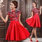 Cap-sleeve Chinese Style Cocktail Dress