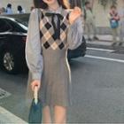 Sleeveless Argyle Sweater Dress