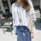 Tie-front Patterned Blouse