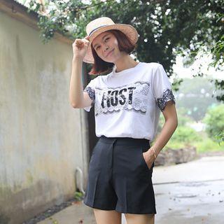 Laced Sequined Letter T-shirt