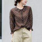 3/4-sleeve Dotted Collared Blouse