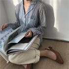 Striped Long-sleeve Chiffon Shirt