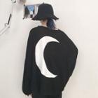 Long-sleeve Moon Print Sheer T-shirt
