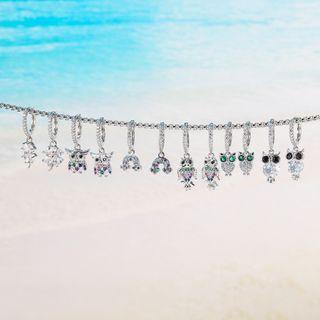 Rhinestone Owl Hoop Earring