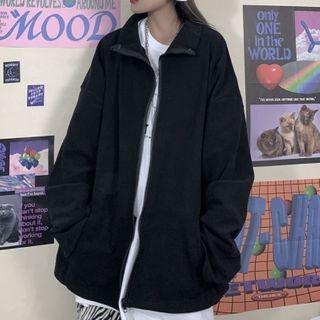 Plain Collared Zipped Jacket