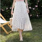 Asymmetric Floral Chiffon A-line Midi Skirt As Shown In Figure - One Size