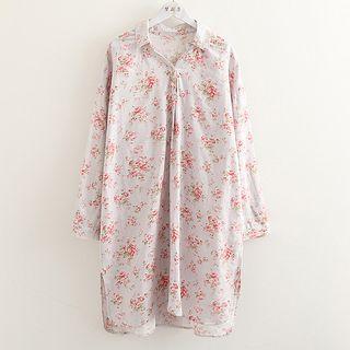 Floral Long-sleeve Shirt Dress