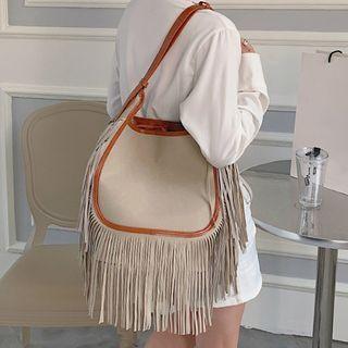Fringe Tote Bag Khaki - One Size