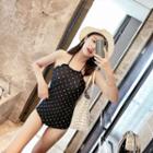 Cut Out Polka Dot Swimsuit
