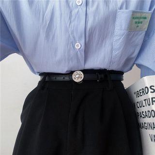 Faux Pearl Faux Leather Slim Belt / Set