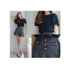 Button-detail Tweed A-line Skort