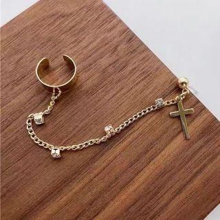 Cross & Chained Cuff Earring