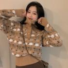 Sheep Print Sweater Brown - One Size