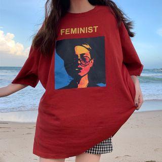 Printed Short-sleeve T-shirt Red - One Size