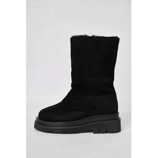 Lug-sole Faux-shearling Boots