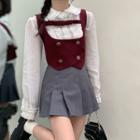 Double Breasted Vest / Pleated Skirt / Shirt