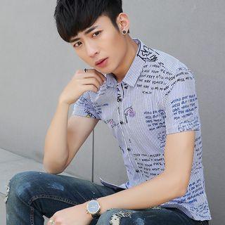 Printed Striped Short-sleeve Shirt