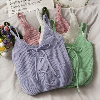 Cross-strap Knit Tank Top In 6 Colors