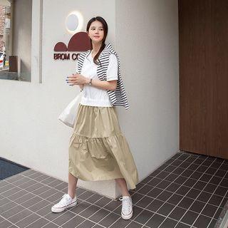 Two-tone Tiered Mock Two-piece Dress